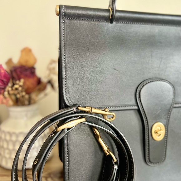 Coach Black Willis Top Handle Leather Satchel - Picture 7 of 16